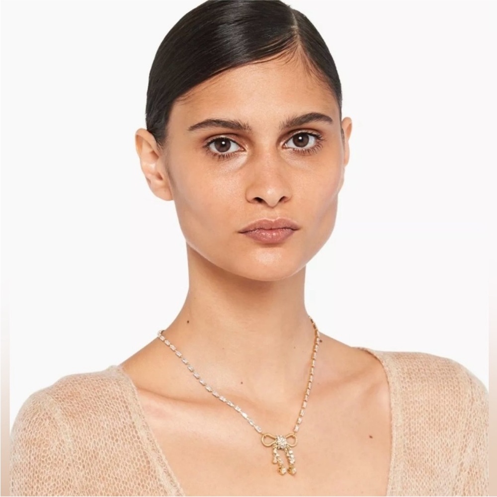Miu Miu 18k Gold Plated Crystal Embelished
Bow Necklace